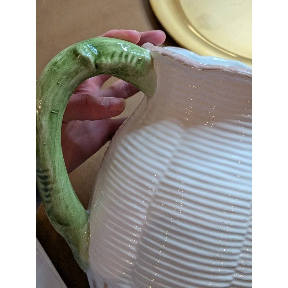 Vintage Italian Majolica Strawberry Pitcher 3D Fruit Relief Made in Italy